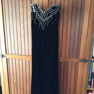 black velvet gown with white bodice Beading